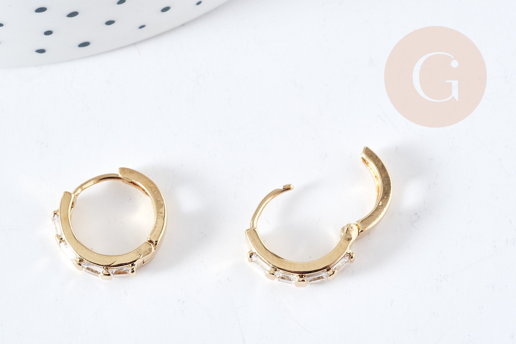 EP-Mini créoles zircons laiton doré 18K 15mm, la paire (G8760)