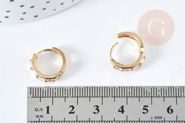 EP-Mini créoles zircons laiton doré 18K 15mm, la paire (G8760)