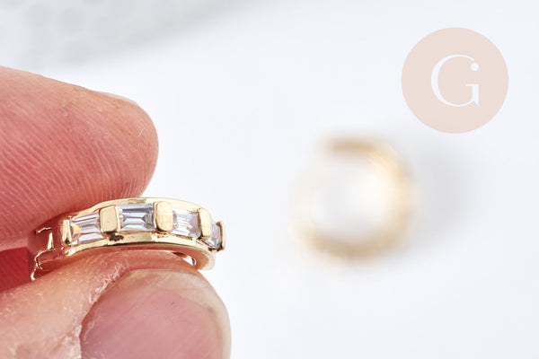 EP-Mini créoles zircons laiton doré 18K 15mm, la paire (G8760)