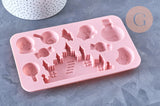 EP Moules en silicone rose halloween, Moule patisserie, moule en silicone pour réaliser des bijoux avec inclusion en résine,7.6cm x1 G5662