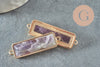 EP-Pendentif Connecteur rectangle améthyste naturelle laiton doré 34mm,x1 G3935