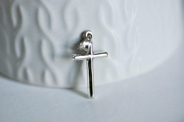 EP Pendentif Croix argent massif,pendentif religieux,c,création collierroix communion,argent 925, création bijoux,25mm-G1328