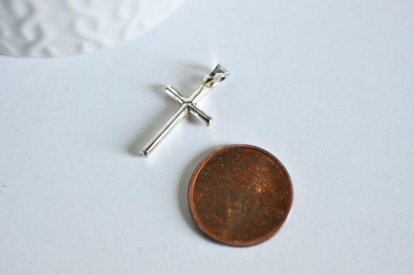 EP Pendentif Croix argent massif,pendentif religieux,c,création collierroix communion,argent 925, création bijoux,25mm-G1328