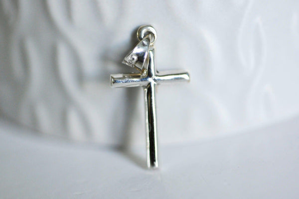 EP Pendentif Croix argent massif,pendentif religieux,c,création collierroix communion,argent 925, création bijoux,25mm-G1328