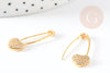 EP-Pendentif Epingle à nourrice coeur laiton doré 18k cristal 26.5mm,x1 (G3094)