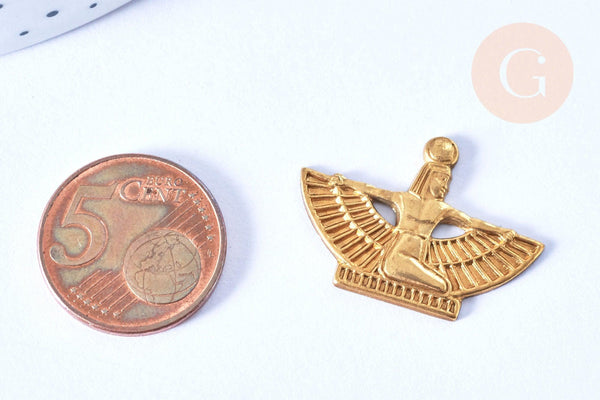 EP-Pendentif Horus égypte laiton brut 30mm non percé, x1 (G6506)