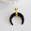 EP Pendentif Lune agate noire,creation bijou, Pendentif bijoux, pendentif pierre, pierre naturelle, agate naturelle, 32mm-G837
