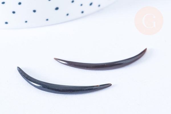 EP Pendentif Lune corne noire naturelle 47x3mm, pendentif lune en corne naturelle noire, piercing écarteur corne naturelle x1 - G6482