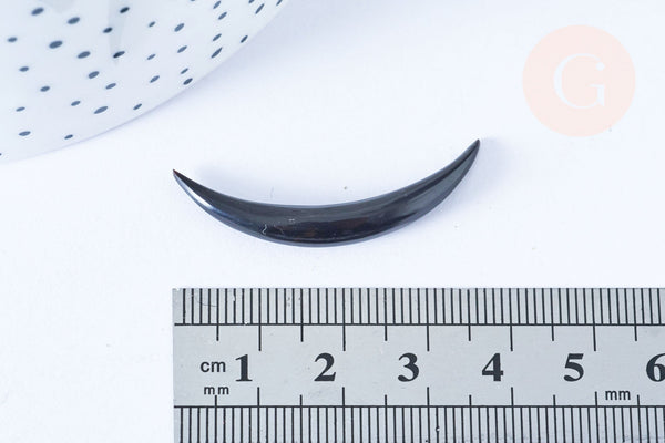 EP Pendentif Lune corne noire naturelle 47x5mm, pendentif lune en corne naturelle noire, piercing écarteur corne naturelle x1 - G6484