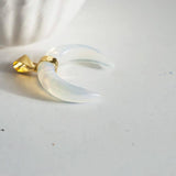 EP Pendentif Lune opalite,opalite blanche,creation bijou, Pendentif bijoux, pendentif pierre,lune, opale, pendentif croissant,32mm
