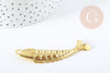 EP Pendentif Poisson Tibétain zamac doré à strasser 70mm, pendentif création bijoux x1 G8954