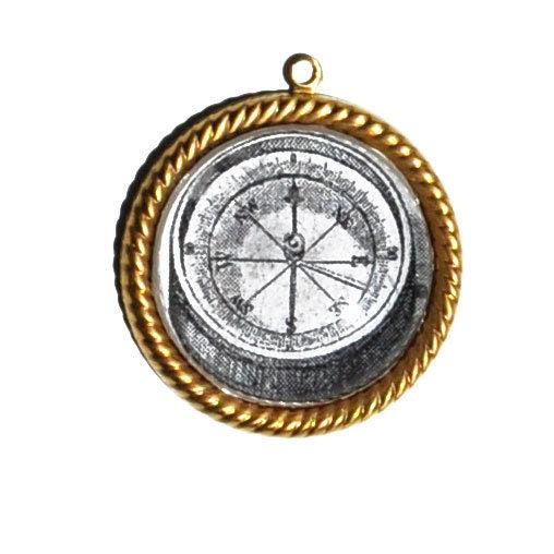 EP Pendentif boussole en laiton doré unité G1656