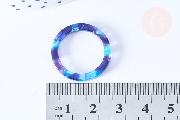 EP-Pendentif cercle bleu acetate 23mm, création bijoux plastique,connecteur plastique, x2 G6472