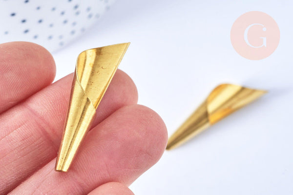 EP-Pendentif cône laiton brut 40mm, x1 (G6501)