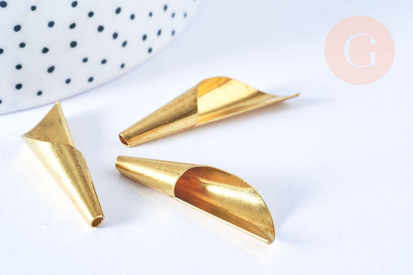 EP-Pendentif cône laiton brut 40mm, x1 (G6501)