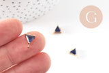 EP-Pendentif connecteur triangle doré cristal bleu saphir 11x8mm, x1 (G5889)