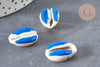 EP Pendentif coquillage cauri resine bleu,coquillage naturel,cauri bleu,création bijoux,coquillage bijou,coquillage,19mm,les 5-G368