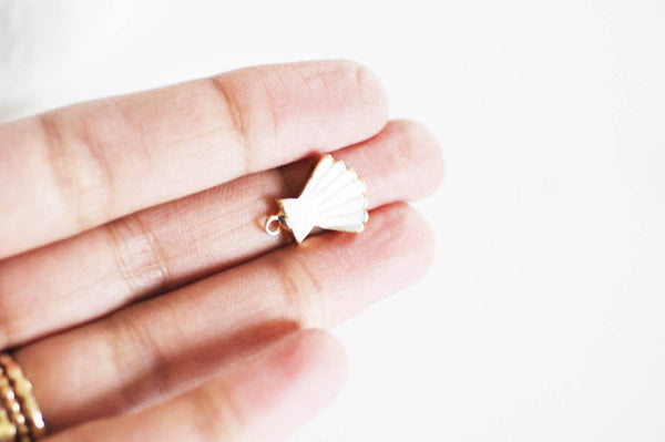 EP Pendentif coquillage nacre blanche naturelle doré,pendentif coquillage nacre,coquillage blanc,création bijou, 18mm, x1,MARTINE