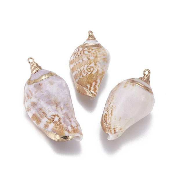 EP Pendentif coquillage naturel spirale doré,pendentif doré, création bijoux, coquillage bijou,coquillage or, 38-51mm,G2349