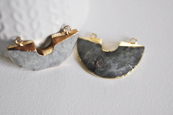 EP Pendentif demi-cercle labradorite,pendentif bijoux, pendentif pierre, labradorite, labradorite naturelle,pendentif rond,41mm-G1399