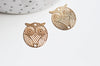 EP-Pendentif estampe filigrane chouette hibou laiton or rose 18mm, x 2, G4118