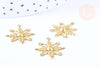EP-Pendentif flocon de neige laiton brut 19mm, fournitures bijoux laiton brut , x 2 G6469