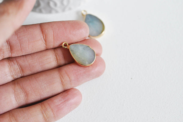 EP Pendentif goutte amazonite doré 22mm-G1174