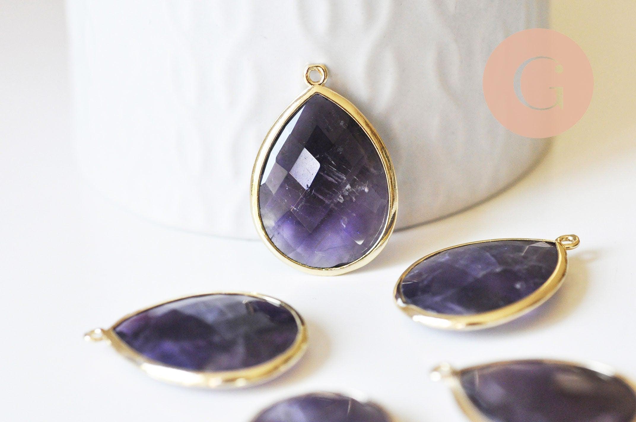 EP Pendentif goutte améthyste violette 19-20mm, x1 G5626