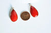 EP Pendentif goutte jade naturel rouge doré 33mm-G0794