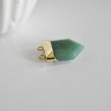 EP Pendentif hexagonal aventurine verte,fournitures créatives, aventurine naturelle,pendentif pierre, support doré, pierre naturelle, 33mm