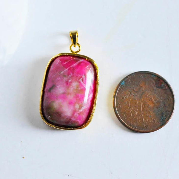 EP Pendentif jade rose doré dragon, fournitures créatives, pendentif pierre, support doré, création bijoux, pierre naturelle, 30mm-G879