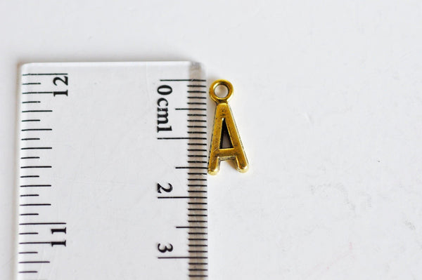 EP Pendentif lettre pour A doré, fourniture créative, alphabet,pendentif lettre alphabet,argent tibétain doré,création bijoux,x 10, 16mm