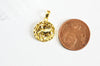 EP Pendentif médaille ronde capricorne laiton doré 18K 16.5mm, x1 (G5333)