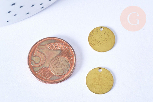 EP-Pendentif médaille ronde laiton brut 12mm x5 (G6508)