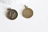 EP Pendentif médaille rondes initiale P, pendentif bronze, médaillon lettre, création bijoux,médaille lettre ,2.1cm-G1115 -