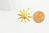 EP-Pendentif médaille soleil laiton brut 24mm, x 2,G3425
