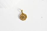 EP Pendentif médaille trèfle acier doré, pendentif doré,sans nickel,laiton doré, création bijoux,médaille or,18mm,G3061