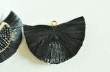 EP-Pendentif osier raphia noir naturel, perle bois,perle osier, création bijoux, Perles géométriques,47mm, x2 G4307