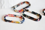 EP Pendentif ovale écaille multicolore,fourniture bijoux,perle acétate,création bijoux,perle plastique,connecteur plastique,x 2, 30mm-G727