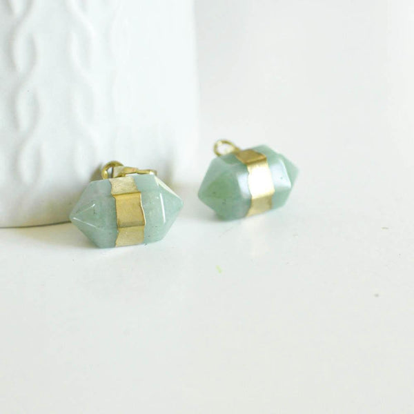 EP Pendentif pointe aventurine verte,fourniture créative,pendentif bijoux, fabrication bijoux, pendentif pierre,aventurine naturelle,22mm