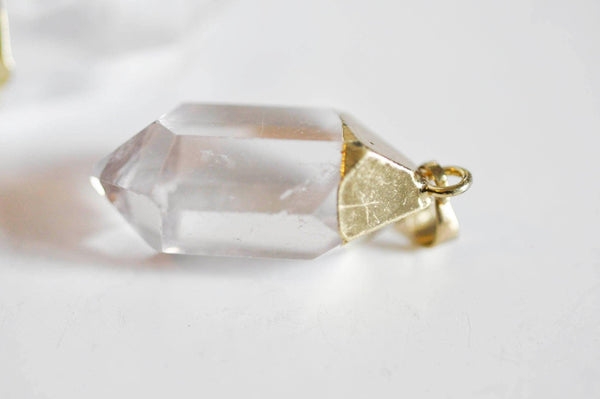 EP Pendentif pointe cristal transparent doré , x1 (G1034)