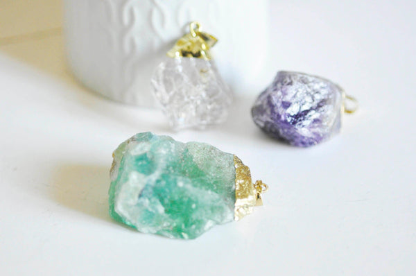 EP Pendentif quartz, fournitures créatives,quartz naturel pierre brute, création bijoux, pendentif doré, creation bijoux, pierre naturelle-G832