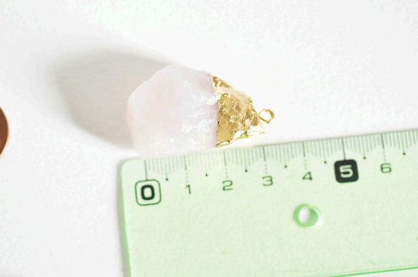 EP-Pendentif quartz rose naturel pierre brute, x1 (G0773)
