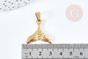 EP-Pendentif queue de sirène acier doré texturé 304 inoxydable 26mm, x1 (G8621)