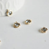 EP Pendentif rond doré 24 carats cristal gris 10mm, x1 G0968