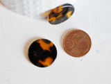 EP Pendentif rond écaille, fourniture bijoux, perle acétate, création bijoux, perles plastique,connecteur plastique,x 2, 2.2cm-G624