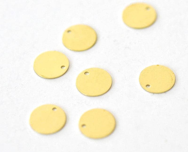 EP-Pendentifs médailles rondes laiton brut 10mm, x 50-G123