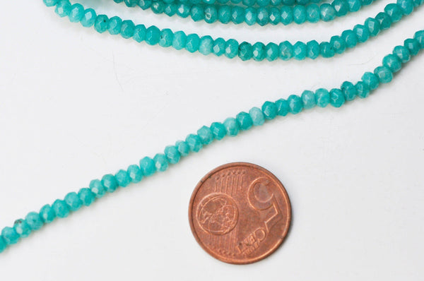 EP Perle abacus jade teinté bleu turquoise 4x2mm,fil de 38,35 cm G4710
