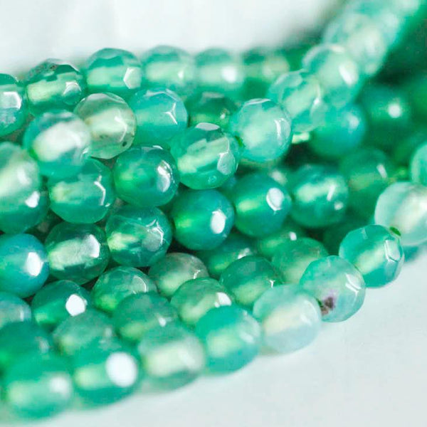 EP Perle agate verte naturelle 4mm, x1 fil de 90 perles (G0726)