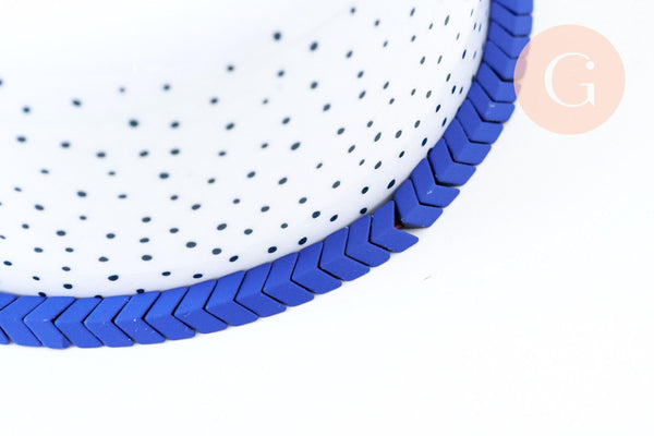 EP-Perle chevron bleu roi hématite synthétique 7mm, pierre, le fil de 40cm G6727